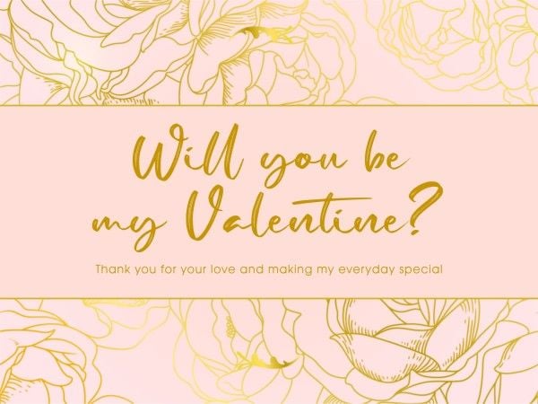 Pink Gold Illsuration Valentine Love Wish Card