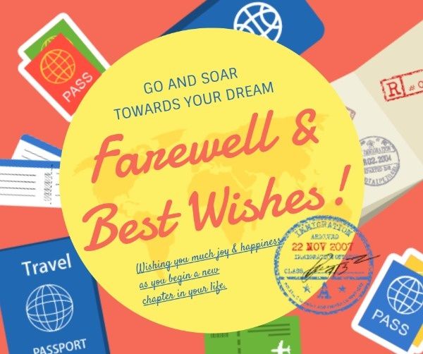 leave, journey, passport, Travel Farewell Wishes Facebook Post Template