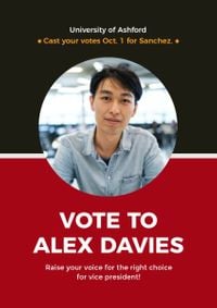 vote, democracy, competition, Black Red Modern Student Council Election Campaign Poster Template