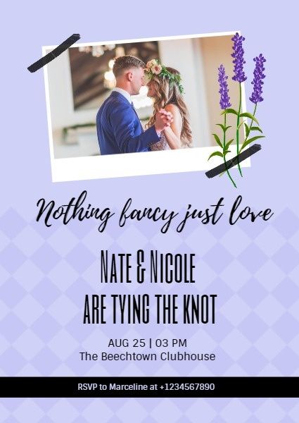 save the date, marriage, marry, Purple Lavender Wedding Ceremony Invitation Template