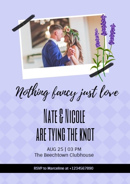 Purple Lavender Wedding Ceremony Invitation Invitation