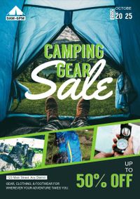 equipment, ad, backpack, Camping Gear Sale Poster Template