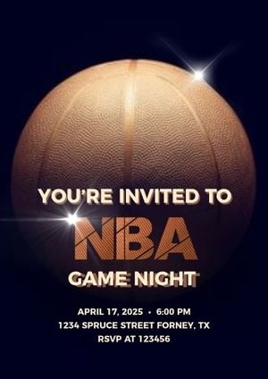 basketball, game, video game, Yellow NBA Gaming  Invitation Template