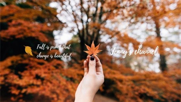 autumn, season, inspiration, Yellow Fall Leaves YouTube Banner Youtube Channel Art Template