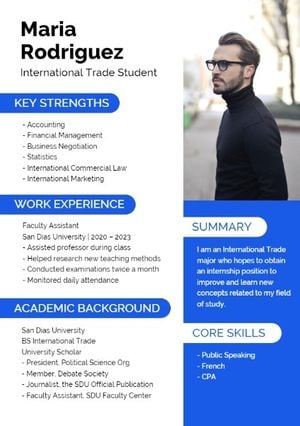 graduate, marketing, job, International Trade Student Resume Template