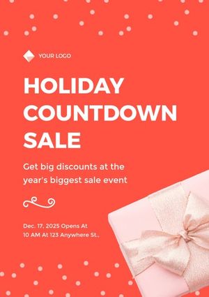 xmas, discount, new year, Orange Christmas Holiday Promotion Sale Poster Template