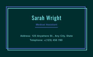 clinic, hospital, medicine, Dark Green Color Background Of Medical Assistant  Business Card Template