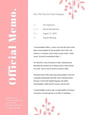 work, employee, company, White And Pink Background Memo Template