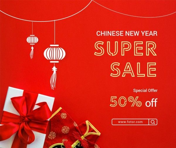 2022, lunar new year, spring festival, Red Chinese New Year Promotion Facebook Post Template