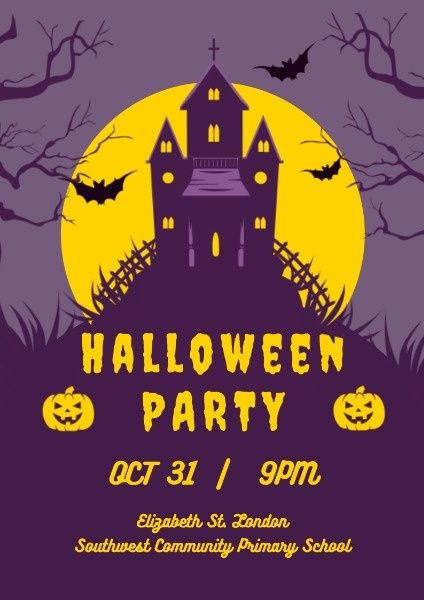 theme park events, carnival nights, horror, Halloween Party Poster Template