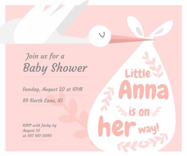 new born, party, event, Baby Shower  Cartoon Facebook Post Template