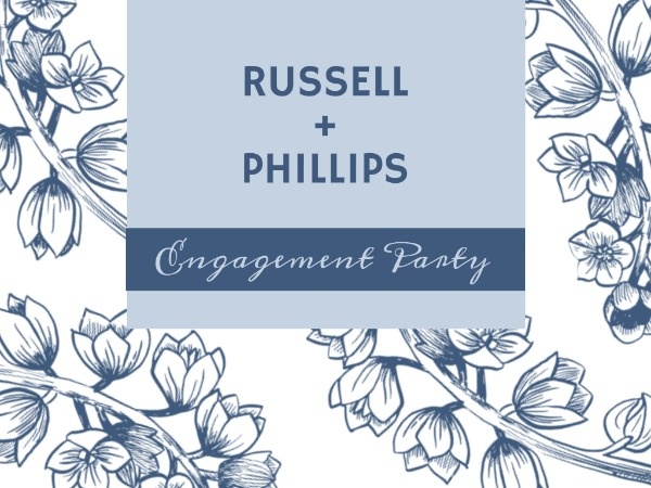 Blue Engagement Party Card