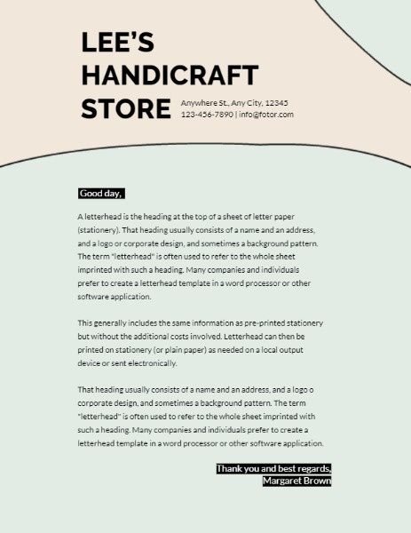 e-commerce, sale, retail, Handicraft Store Letterhead Template
