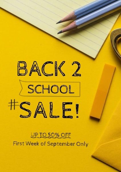 business, stationery, education, Yellow Back To School Sale Poster Template