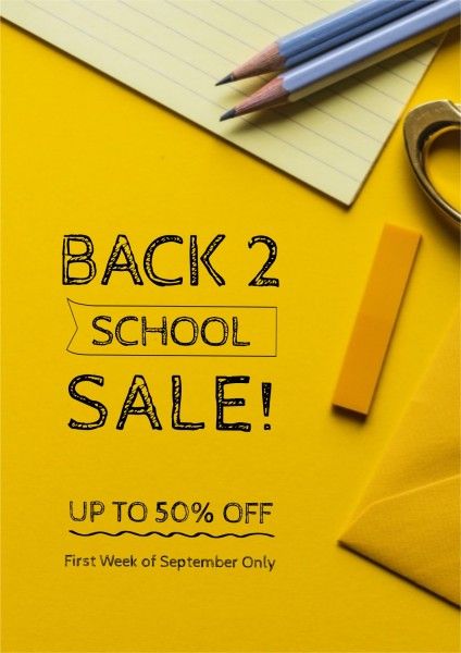 business, stationery, education, Yellow Back To School Sale Poster Template