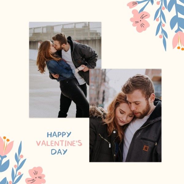 valentines day, love, life, Beige Valentine's Day Photo Collage Instagram Post Template