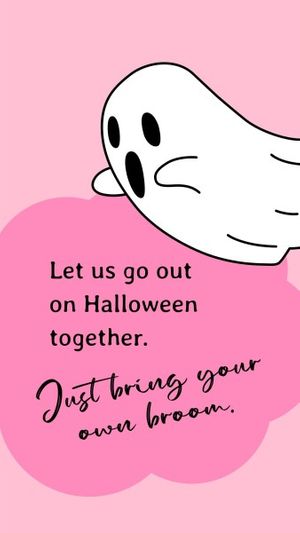 discount, price off, instagram post, Pink Happy Halloween Bring Your Own Broom Instagram Story Template