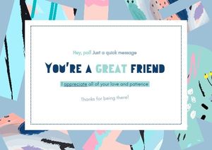 friendship, best friend, post card, You're A Great Friend Postcard Template