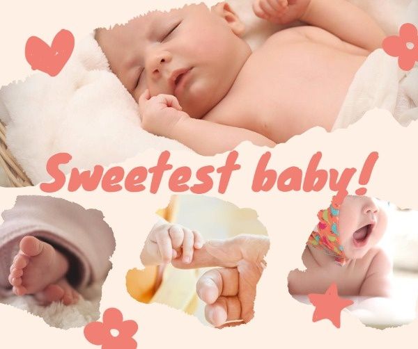 cute, love, life, Sweetest Baby Photo Collage Facebook Post Template