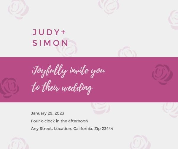 invite, marriage, love, Purple Rose Wedding Invitation Facebook Post Template