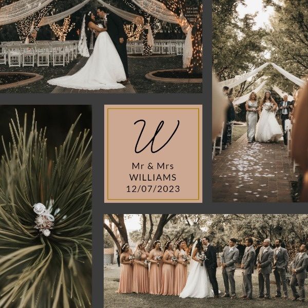 marry, married, love, Classic Wedding Ceremony Collage Instagram Post Template