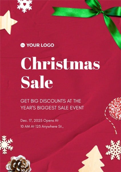 Red Christmas Holiday Promotion Sale Poster
