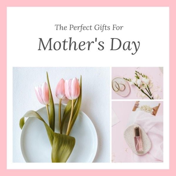 白色粉红色简单母亲节礼物创意 Instagram帖子