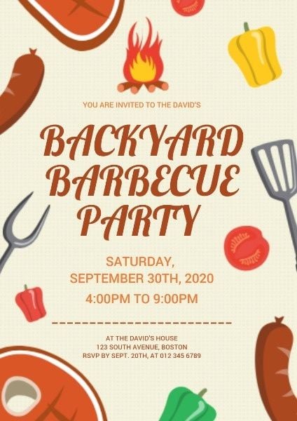 grilled string, hot dog, chili, Courtyard Barbecue Party Poster Template