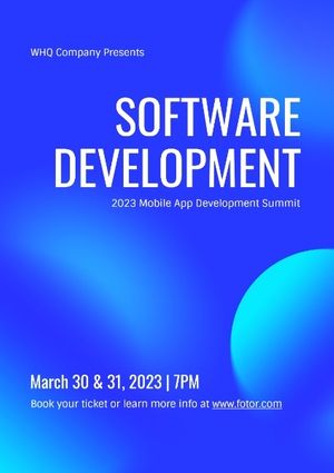 technology, information, business, Blue Software Development Conference Poster Template