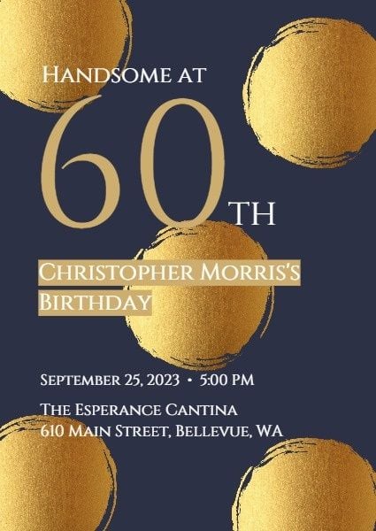 happy birthday, greeting, wishing, Golden 60th Birthday Party Invitation Template