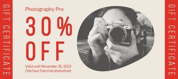 Photograph Sale Coupon Gift Certificate