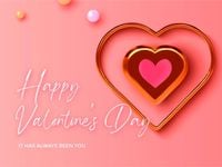 ピンクハートミニマルハッピーバレンタインデー メッセージカード