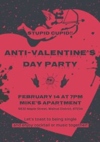 anti valentines day, anniversary, event, Stupid Cupid Anti-Valentine's Day Party Invitation Template