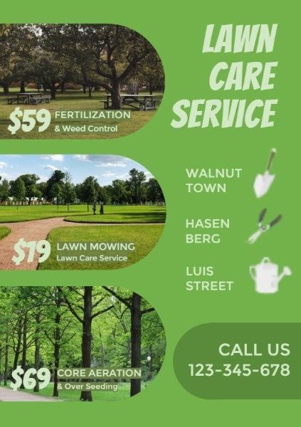 绿色草坪护理服务 宣传单