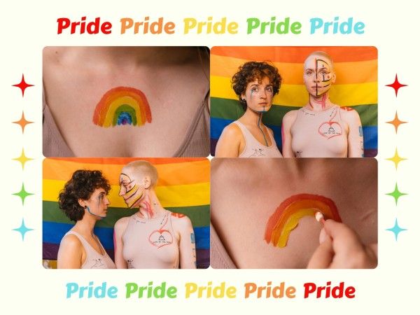 lgbt, lgbtq, queer, Colorful 4 Images Pride Month Photo Collage 4:3 Template
