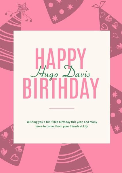 coupon, trip, sale, Pink Happy Birthday Poster Template