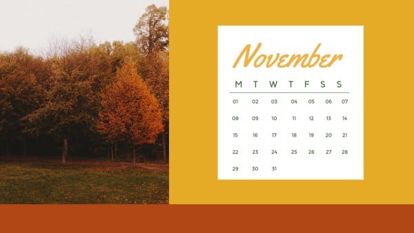 Yellow Autumn Calendar Calendar