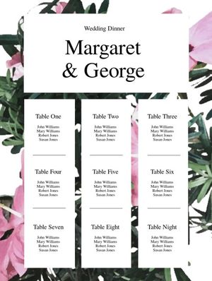 party, gathering, people, Pink Flower Background Seating Chart Template