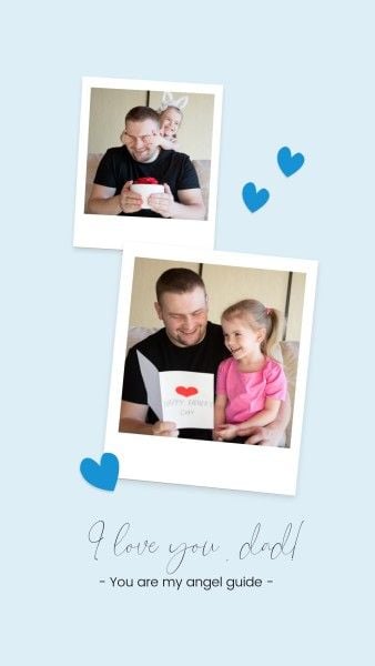 family, love, happy, Soft Blue Photo Frame Father's Day Collage Photo Collage 9:16 Template