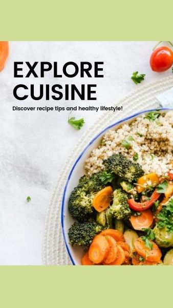 food, cook, cooking, Green Explore Cuisine Instagram Story Template