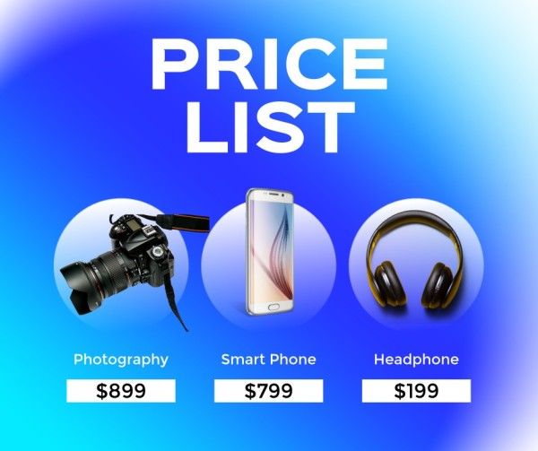 Blue Price List Items Facebook Post