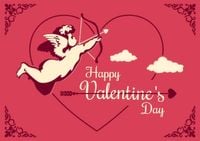 Red Valentine's Day Cupid Love Postcard