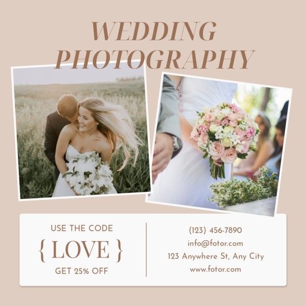 marriage, ads, promotion, Wedding Photography Studio Instagram Post Template