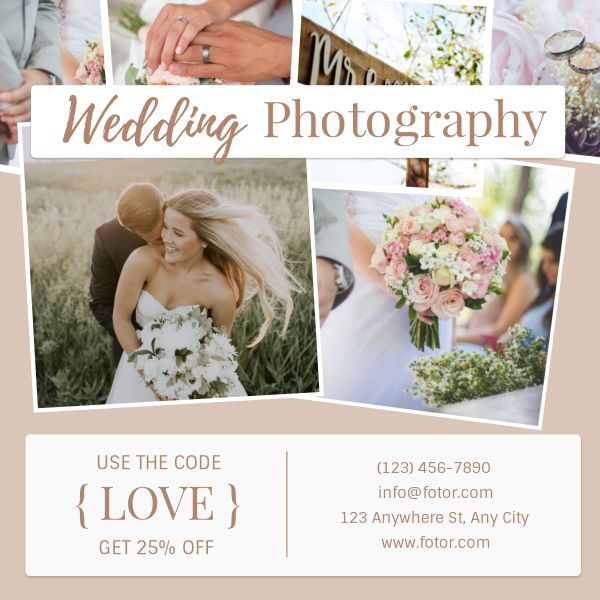 Wedding Photography Studio Instagram Post Template and Ideas for Design ...
