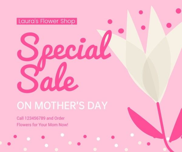 mother's day sale, promo, promotion, Pink Mother's Day Special Sale Facebook Post Template