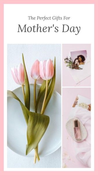 白色粉红色简单的母亲节礼物创意 Instagram快拍