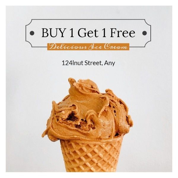 ホワイトアイスクリーム購入1は1つの無料セールを取得 Instagram投稿