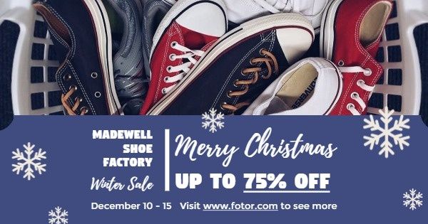 winter sale, shopping, shoes, Christmas Shoe Store Sales Facebook Ad Medium Template