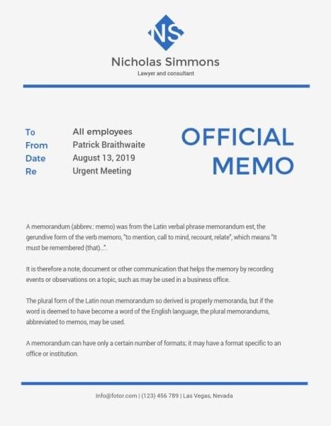 work, employee, company, White And Blue Background Memo Template