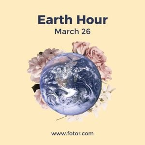 earth our, ecology, environment, Modern Montage Earth Day Instagram Post Template